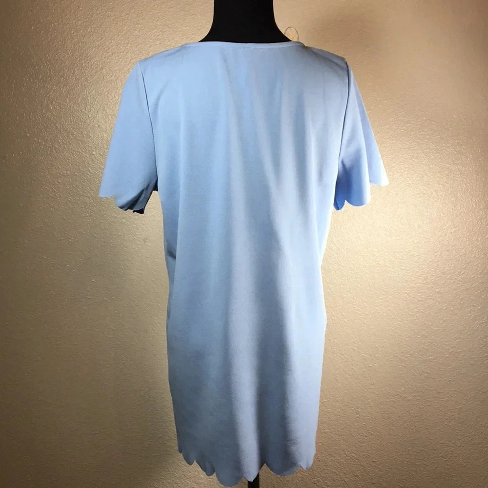 NEW*PinkBlush Blue Solid‎ Scalloped Hem Top - Picture 12 of 15